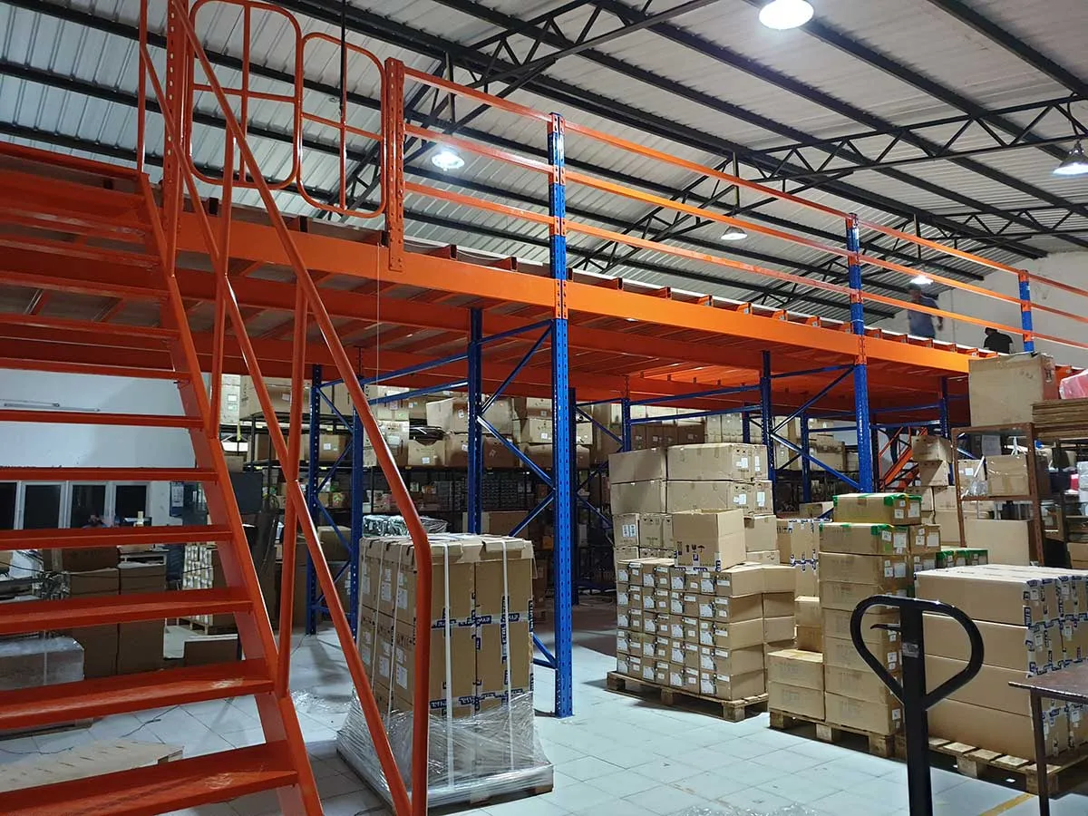 Frame supported mezzanine floor to store finished goods for an electronic component export company in Panadura